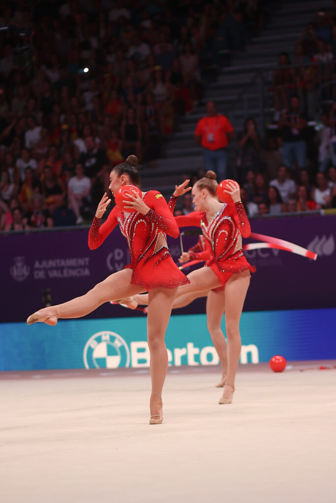 Spanish Team (2), Bronze Medal All Around, 40th FIG Rhythmic Gymnastics World Championships Valencia 2023. Pic by Archerphoto, pro photographer