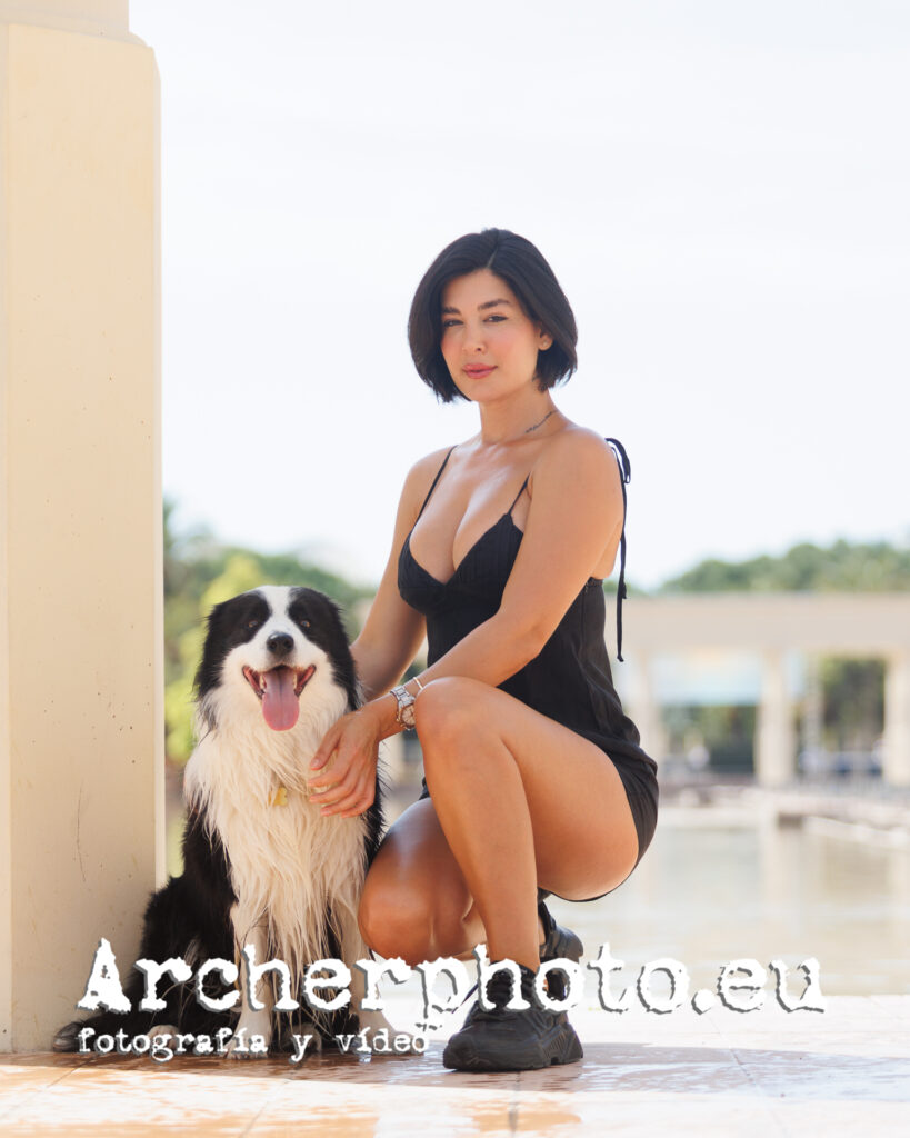Soliya and Dash, June 2026 (2) , the Border Collie and the  fashion model